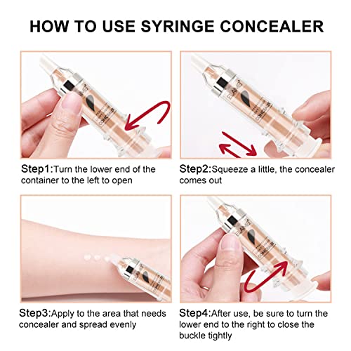 Thnkstaps Corrector líquido Corrector facial impermeable Corrector de contorno de maquillaje corrector de cobertura total para uso durante todo el día para Ojeras Acnés Correctores 1 x 5.5 ml Ivory