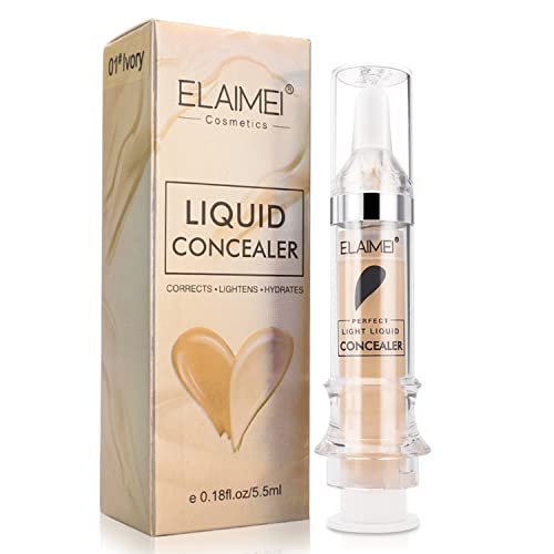 Thnkstaps Corrector líquido Corrector facial impermeable Corrector de contorno de maquillaje corrector de cobertura total para uso durante todo el día para Ojeras Acnés Correctores 1 x 5.5 ml Ivory