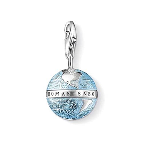 Thomas Sabo Charm Club Colgante charm para mujer en forma de globo terráqueo, plata de ley 925, 0754-007-1