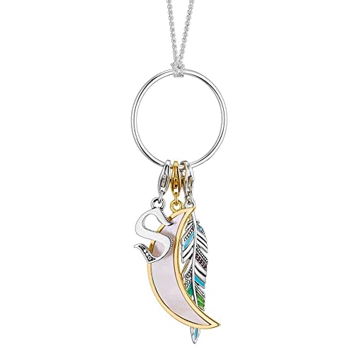 Thomas Sabo Colgante charm para mujer en forma de pluma étnica, plata de ley 925, Y0034-340-7