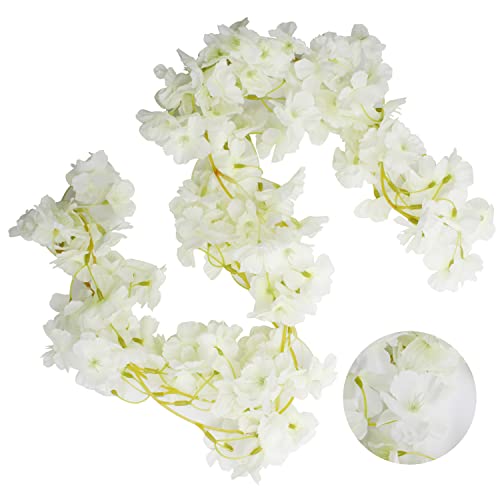 TIANLIN Flor de Cerezo Artificial, Blanca Sakura Artificial Vid de Seda, 1,8 m / 70,9 Pulgadas Flores Artificiales Flor De Cerezo, para Boda, Fiesta Familiar, Decoración de Jardín