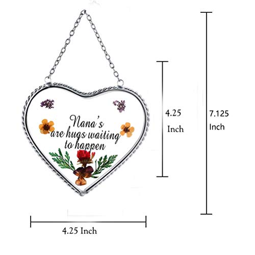 Tiffany Lámpara & Regalo Factory Nana Corazón Nana Atrapasueños con Flor Corazón Presionado – Atrapasueños de Corazón – Regalo de Nana para el Día de Nana (4.54.5)