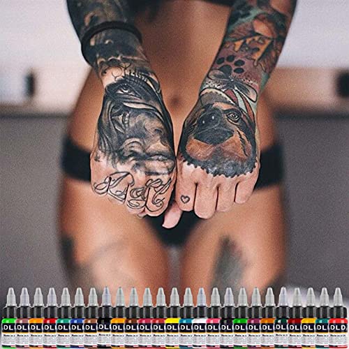 Tinta para tatuaje para todo uso 25 Conjunto de colores primarios Suministros de tatuaje Pigmento para tatuaje permanente Color de pintura corporal 0.5 onza (15 mililitros)