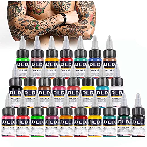 Tinta para tatuaje para todo uso 25 Conjunto de colores primarios Suministros de tatuaje Pigmento para tatuaje permanente Color de pintura corporal 0.5 onza (15 mililitros)