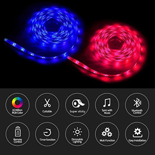 Tiras LED 10M Bluetooth, WEILY Sincronización de música luces led musica RGB Tira de luz LED que cambian de color