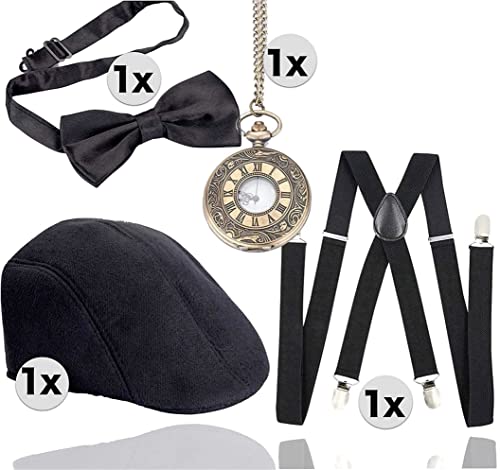 TK Gruppe Timo Klingler 5 en 1 – 20 accesorios para hombre para carnaval y carnaval, disfraz como Gatsby, Charleston