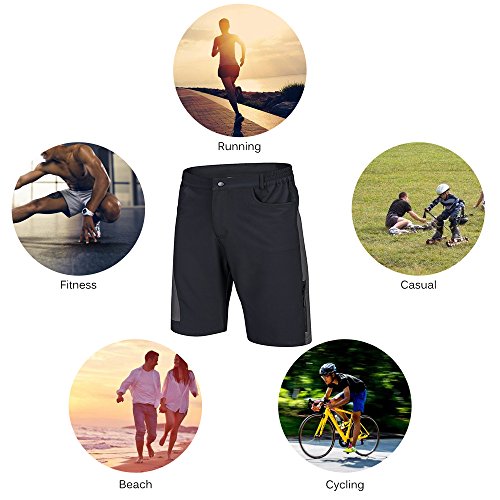 TOM SHOO Pantalones Cortos de MTB, Pantalones Cortos de Ciclismo para Hombre con Acolchados en 3D y 4 Bolsillos para Deporte al Aire Libre y Ciclismo