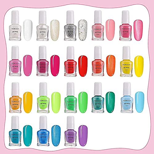 TOMICCA Kit de manicura para niños, Rainbow Candy Colors no tóxicos, Esmalte de uñas natural seguro sin olor lavable, juego de esmalte de uñas de secado rápido, juguetes para niños, Regalos para niñas