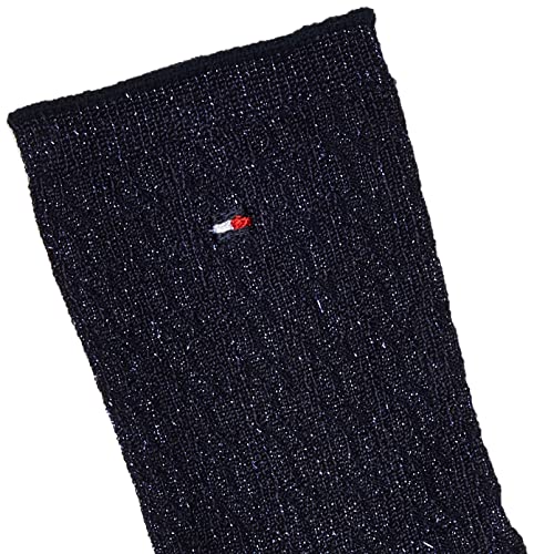 Tommy Hilfiger Cable Sparkle Women's Short Sock Calcetín Corto, Navy, 39 Regular para Mujer