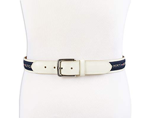 Tommy Hilfiger - Cinturón con cinta incrustada para hombre. Diseño con cinta de tejido trenzado y hebilla de una sola aguja - Marfil - 36