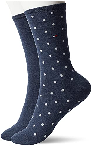 Tommy Hilfiger Dot Women's Socks (2 Pack) Calcetines, Azul (Jeans), 35-38 EU (Pack de 2) Unisex Niños