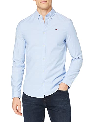 Tommy Hilfiger TJM Slim Stretch Oxford Shirt Camisa, Azul (Perfume Blue), 3XL para Hombre