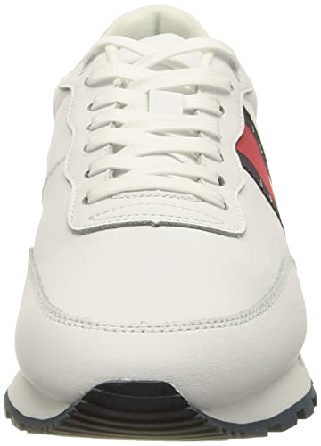 Tommy Jeans Leather Runner, Zapatillas Hombre, White, 45.5 EU