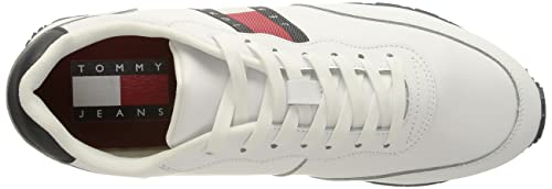 Tommy Jeans Leather Runner, Zapatillas Hombre, White, 45.5 EU