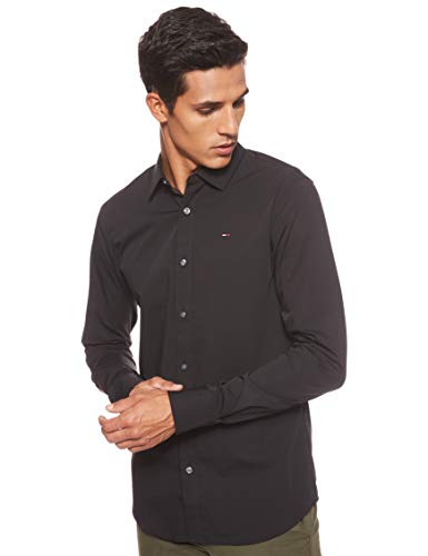 Tommy Jeans Original Stretch Camisa, Negro (Tommy Black 078), Medium para Hombre