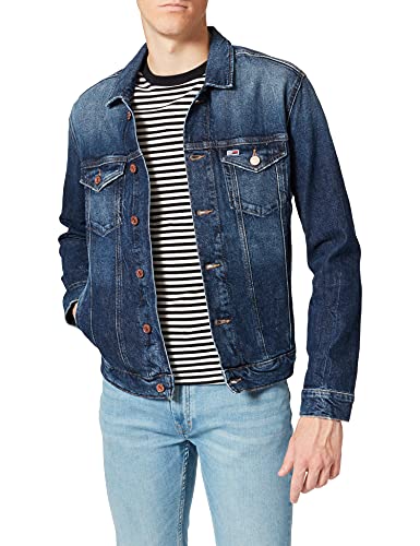 Tommy Jeans Regular Trucker Jacket AE259 DBC Chaqueta, Denim Dark, S para Hombre