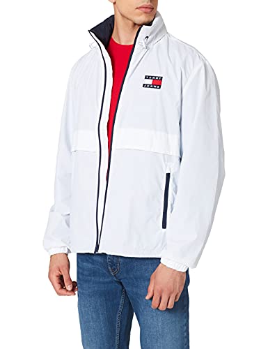 Tommy Jeans TJM-Chaqueta de Nailon Chamarra de Plumas, White, L para Hombre