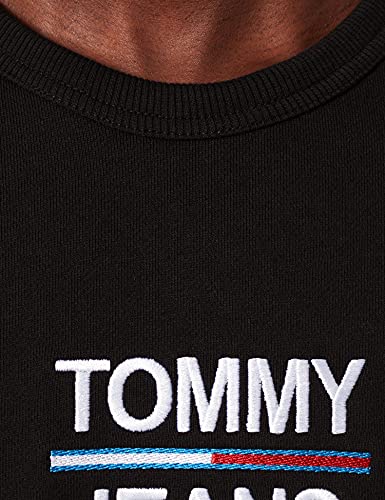 Tommy Jeans TJM Essential Crew, Sudadera para Hombre, Negro (Black), L