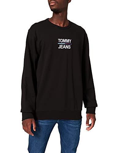 Tommy Jeans TJM Essential Crew, Sudadera para Hombre, Negro (Black), L