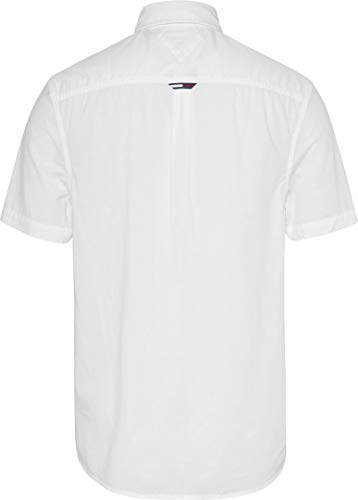 Tommy Jeans TJM REG Solid Shirt Camisa, Atlas Blanco, L para Hombre