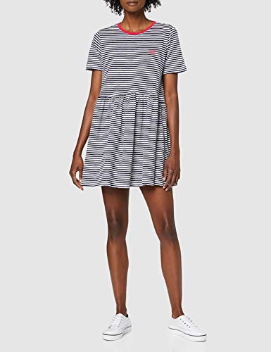 Tommy Jeans Tjw Stripe tee Dress Vestido, Twilight Navy/White, 34 (Talla del Fabricante: X-Small) para Mujer