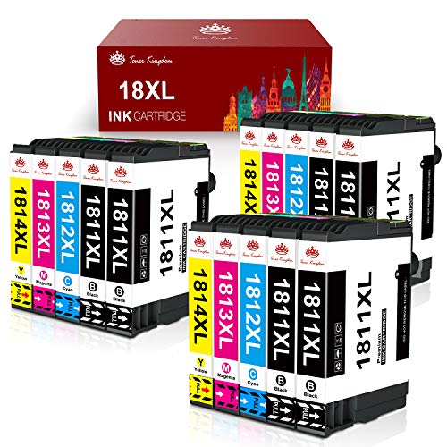 Toner Kingdom 18 18XL Cartucho de Tinta Compatible de Repuesto para Epson 18 18XL para Epson Expression Home XP-205 XP-225 XP-325 XP-215 XP-425 XP-322 XP-305 XP-422 XP-415 XP-315 (Paquete de 15)