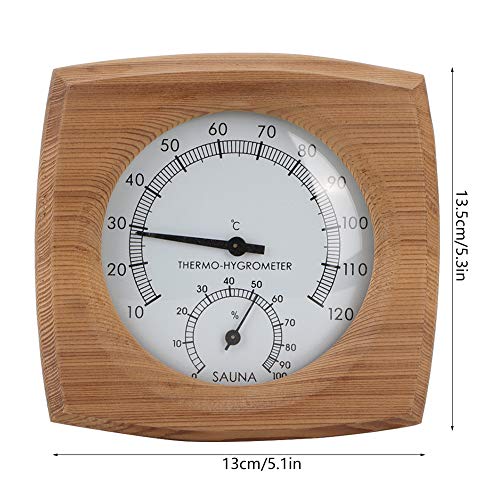 TOPINCN 2-En-1Wood Thermo-Hygrometer Termómetro Higrómetro Sala Vapor Sala Sauna Accesorios Fahrenheit