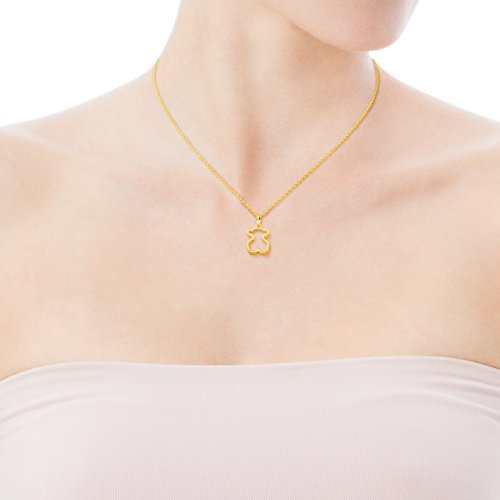 TOUS Collar con colgante de mujer, plata de Ley bañado en Oro de 18 kt, Largo cadena 45 cm - Tamaño colgante 1,2 cm
