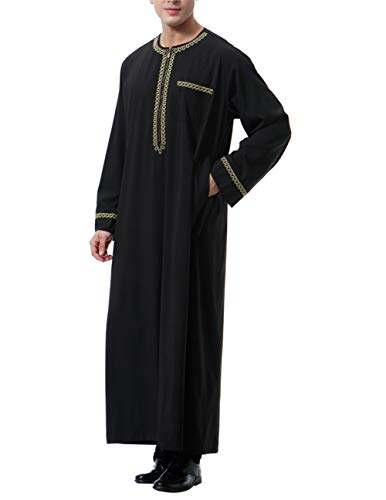 Traje de Hombre Musulmán Traje árabe para Traje de Hombre de Manga Larga Abaya Kaftan Islámico XXL