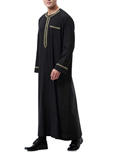 Traje de Hombre Musulmán Traje árabe para Traje de Hombre de Manga Larga Abaya Kaftan Islámico XXL