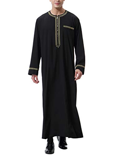 Traje de Hombre Musulmán Traje árabe para Traje de Hombre de Manga Larga Abaya Kaftan Islámico XXL