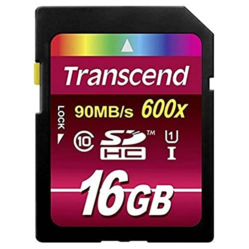 Transcend Ultimate - Tarjeta de Memoria Flash 16GB SDHC (MLC, Clase 10 UHS-I, 90mb/s, 600x) de Ultra Alta Velocidad Para Video HD y Cámaras Profesionales