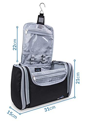 TRAVANDO ® Neceser Hombre Grande XXL, Bolsa de Aseo para Colgar, Neceser de Viaje, Accesorios de baño, Bolso Hombres, Caballeros, Señores