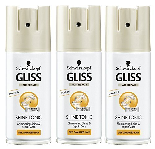 Tres Paquetes de Schwarzkopf Gliss Hair Repair Shine Tonic 100ml