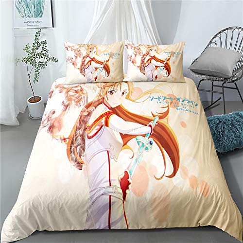 Tres piezas de funda de edredón for Sword Art Online / SAO Yuuki Asuna Styling, animado 3D edredón almohada, 100% poliéster, suave y cómodo, ropa de cama de Otaku del animado y aficionados, el mejor r