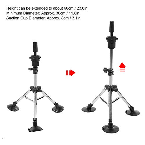 Trípode de maniquí, soporte de molde de cabeza de peluca profesional con ventosas para entrenamiento de peluquería