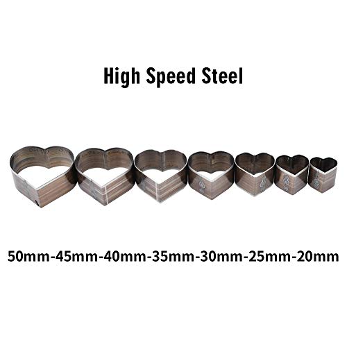 Troquel de corte de cuero en forma de corazón, 7 piezas 20-50 mm Molde de corte artesanal de cuero DIY en forma de corazón encantador, herramientas de artesanía de cuero