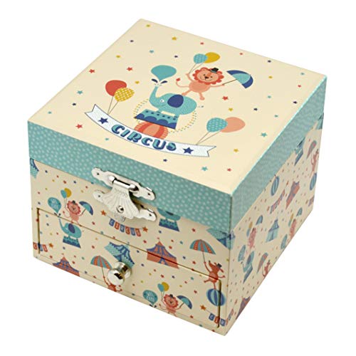 Trousselier – circo – cofre del tesoro y caja de joyas musicales – Regalo ideal para niños – Luminoso por la noche – Música de los Beatles Let it be – Color marfil