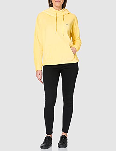 True Religion Hoody Relax Sudadera con Capucha, Amarillo (Pale Banana), S para Mujer