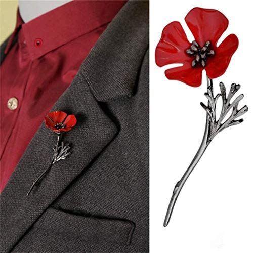 U-K Broche de Flor de Amapola Vintage Esmalte Solapa Chapado Pin Collar Recuerdo Día Bufanda de Loto Accesorio Joyas para Mujeres y Hombres, Plata Creativo y útilDiseño práctico