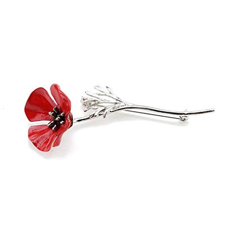 U-K Broche de Flor de Amapola Vintage Esmalte Solapa Chapado Pin Collar Recuerdo Día Bufanda de Loto Accesorio Joyas para Mujeres y Hombres, Plata Creativo y útilDiseño práctico