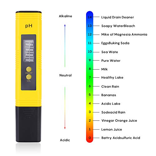 Ulikey Medidor PH Agua Preciso, Calidad del Agua Medidor de Prueba con Rango de Medición de pH de 0-14, para Acuario, Piscina de Agua Hidropónica, Laboratorio (PH Tester - A)