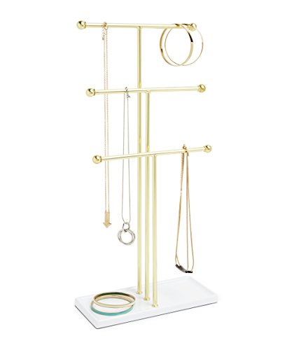 Umbra Trigem Soporte de joyería, Acero, Blanco/Dorado