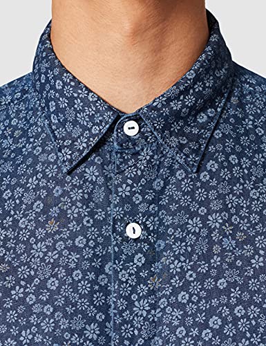 United Colors of Benetton Camicia 5QYC5QM78 Camisa, Allover Blue 905, L para Hombre