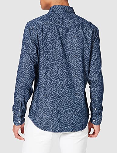 United Colors of Benetton Camicia 5QYC5QM78 Camisa, Allover Blue 905, L para Hombre