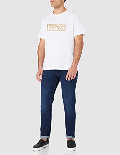 United Colors of Benetton (Z6ERJ T-Shirt 3096J17H6 Suéter, Bianco Stampa Logo Multicolore 913, M para Hombre