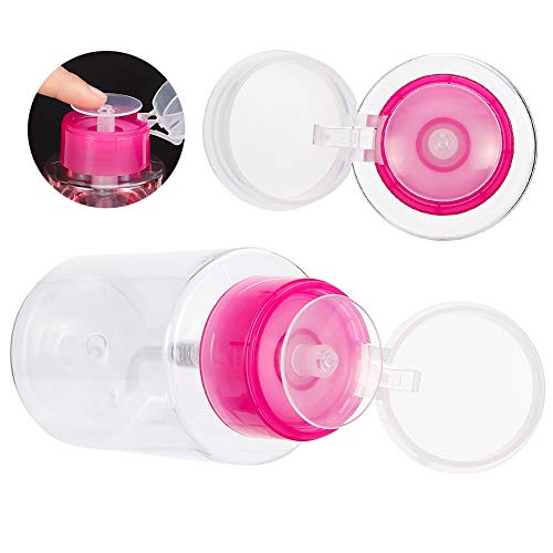 upain 2 piezas 180ml Juego de Herramientas para Uñas de Quitaesmalte, Dispensador de Bomba para Esmalte de Uñas y Desmaquillante con Tapa Abatible Botella de Plástico Transparente