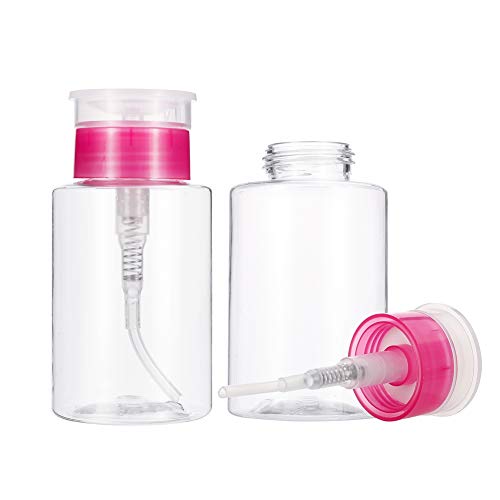 upain 2 piezas 180ml Juego de Herramientas para Uñas de Quitaesmalte, Dispensador de Bomba para Esmalte de Uñas y Desmaquillante con Tapa Abatible Botella de Plástico Transparente