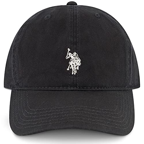 U.S. POLO ASSN. Polo Assn. Gorra de béisbol de algodón Ajustable con Visera Curvada y Logotipo Bordado de pequeño Pony, Negro, Talla única para Hombre