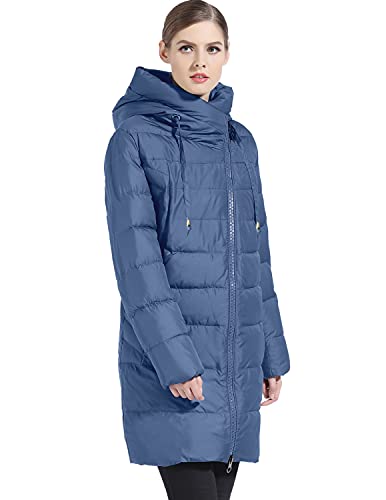 UUAISSO Chaqueta de Plumas Abrigo Mujer Invierno Largo Casual Jacket Espesar Manga Larga Azul XL